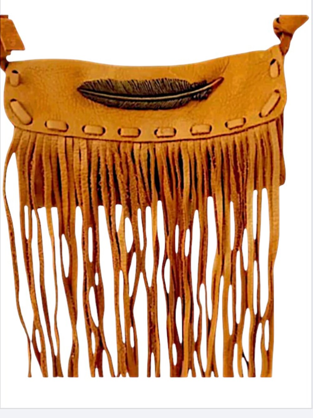 Native American Artisan Handmade Leather Fringe Purse / Crossbody Bag NWOT